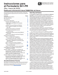 Document preview: Instrucciones para IRS Formulario 941-PR Planilla Para La Declaracion Federal Trimestral Del Patrono (Puerto Rican Spanish)
