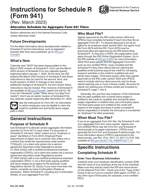 IRS Form 941 Schedule R  Printable Pdf