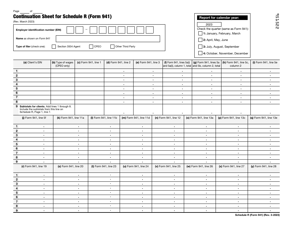 IRS Form 941 Schedule R Download Fillable PDF or Fill Online Allocation