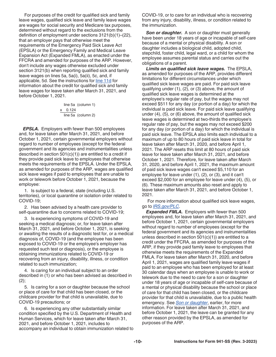 Instructions for IRS Form 941-SS Employers Quarterly Federal Tax Return - American Samoa, Guam, the Commonwealth of the Northern Mariana Islands, and the U.S. Virgin Islands, Page 10