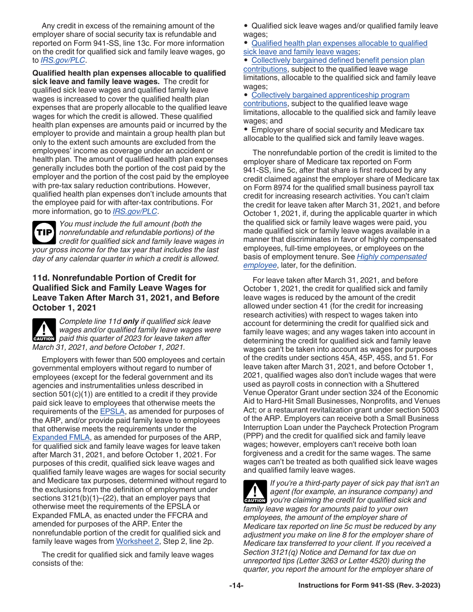 Instructions for IRS Form 941-SS Employers Quarterly Federal Tax Return - American Samoa, Guam, the Commonwealth of the Northern Mariana Islands, and the U.S. Virgin Islands, Page 14