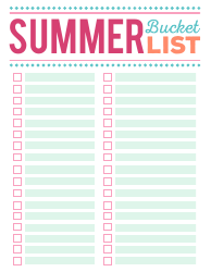 Summer Bucket List Template Download Printable Pdf Templateroller