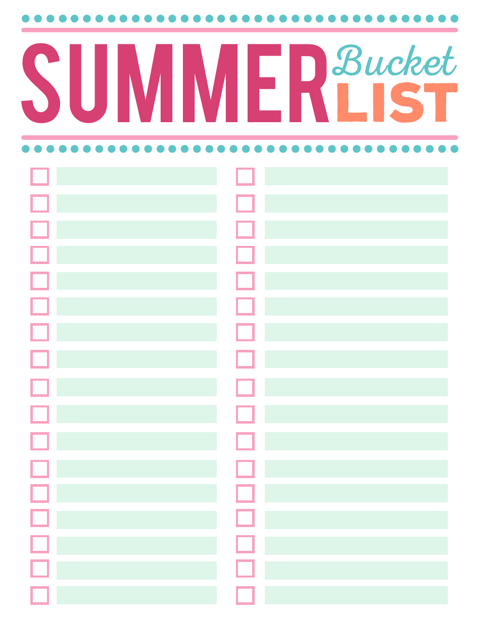 Bucket List Printable