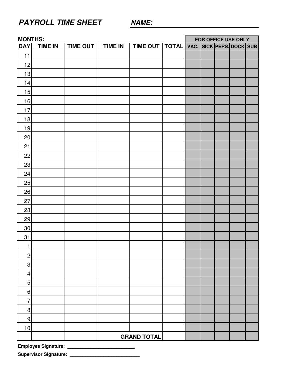 Payroll Time Sheet Template - Simplify your payroll process with our customizable Payroll Time Sheet Template.