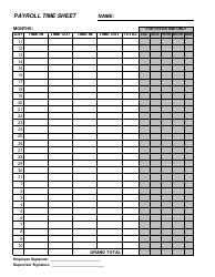 Document preview: Payroll Time Sheet Template