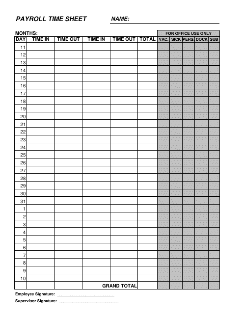 Payroll Time Sheet Template - Simplify your payroll process with our customizable Payroll Time Sheet Template.