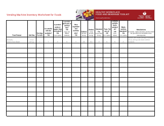 Document preview: Vending Machine Inventory Worksheet for Foods Template - American Heart Association