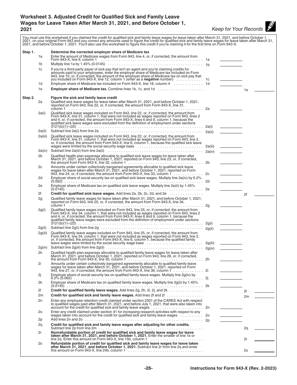 Instructions for IRS Form 943-X Adjusted Employers Annual Federal Tax Return for Agricultural Employees or Claim for Refund, Page 26