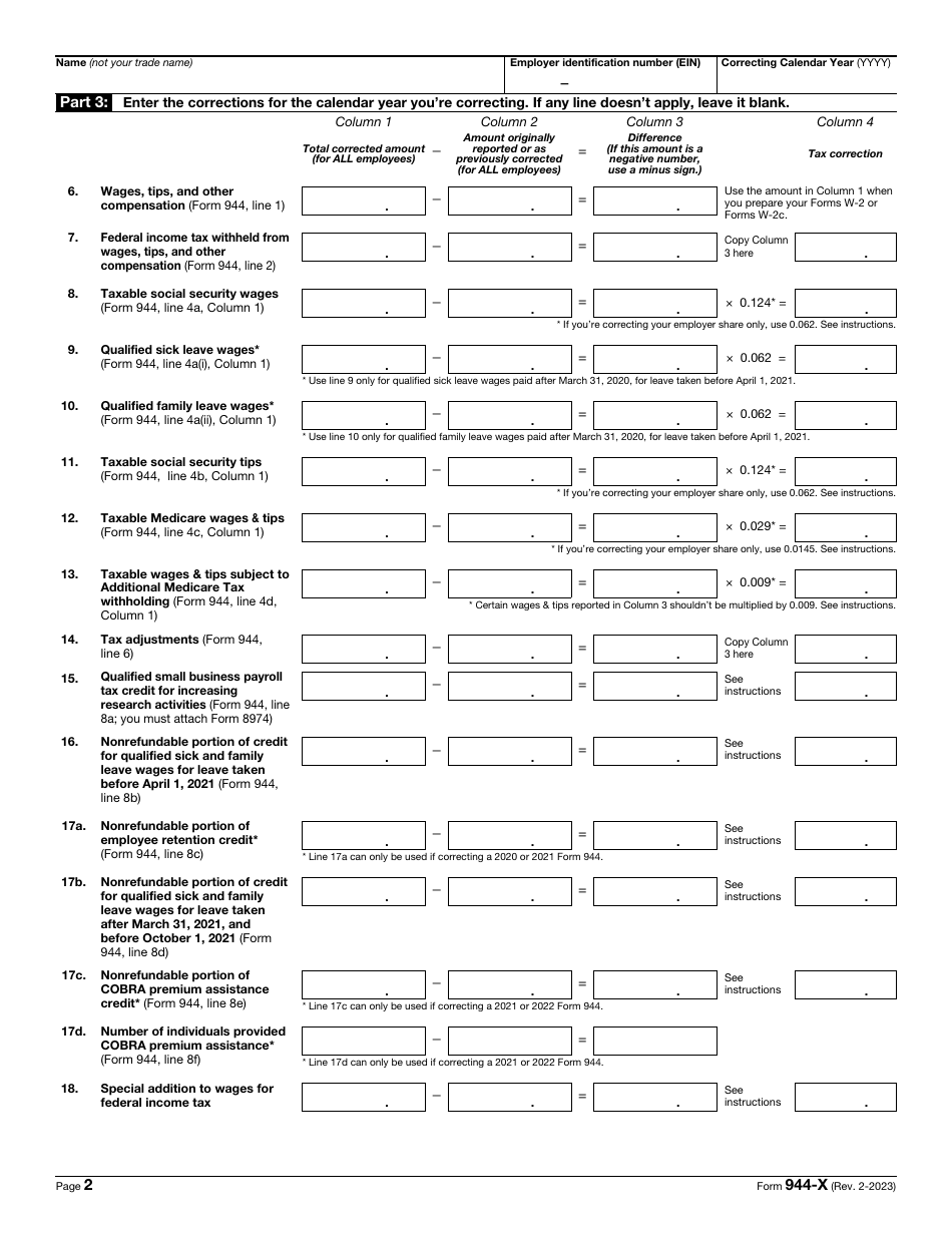 Irs Form 944 X Download Fillable Pdf Or Fill Online Adjusted Employers Annual Federal Tax 5502