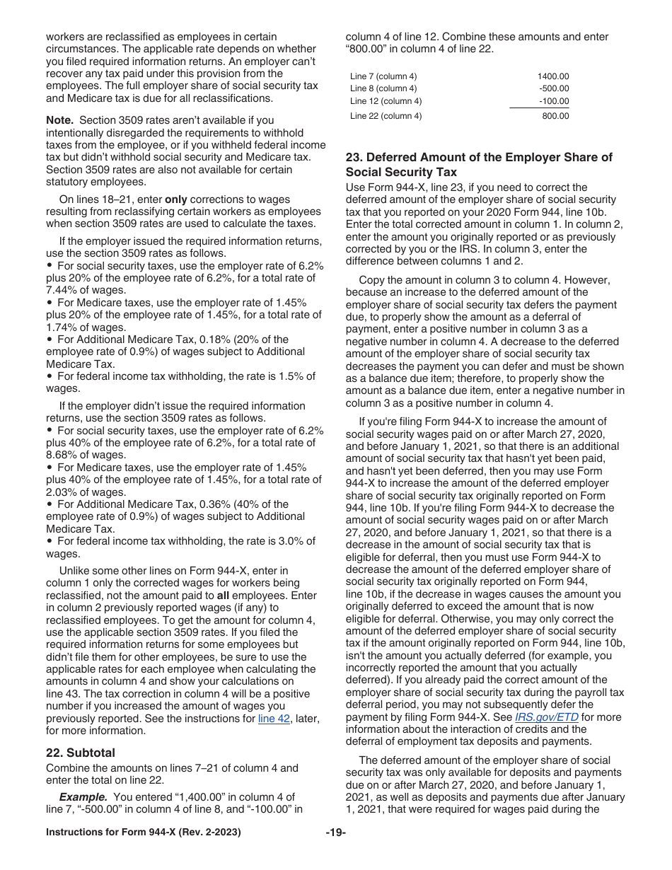 Instructions for IRS Form 944-X Adjusted Employers Annual Federal Tax Return or Claim for Refund, Page 19