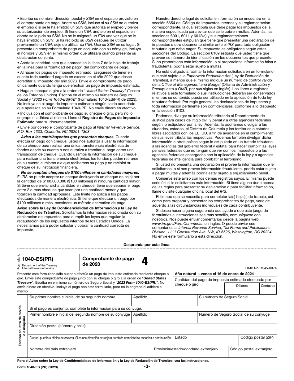 Irs Formulario 1040 Es Pr 2023 Fill Out Sign Online And Download Fillable Pdf Puerto 8561