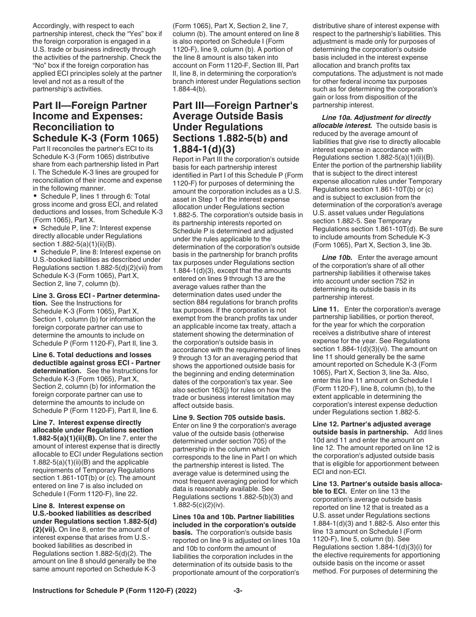 Instructions for IRS Form 1120-F Schedule P List of Foreign Partner Interests in Partnerships, Page 3