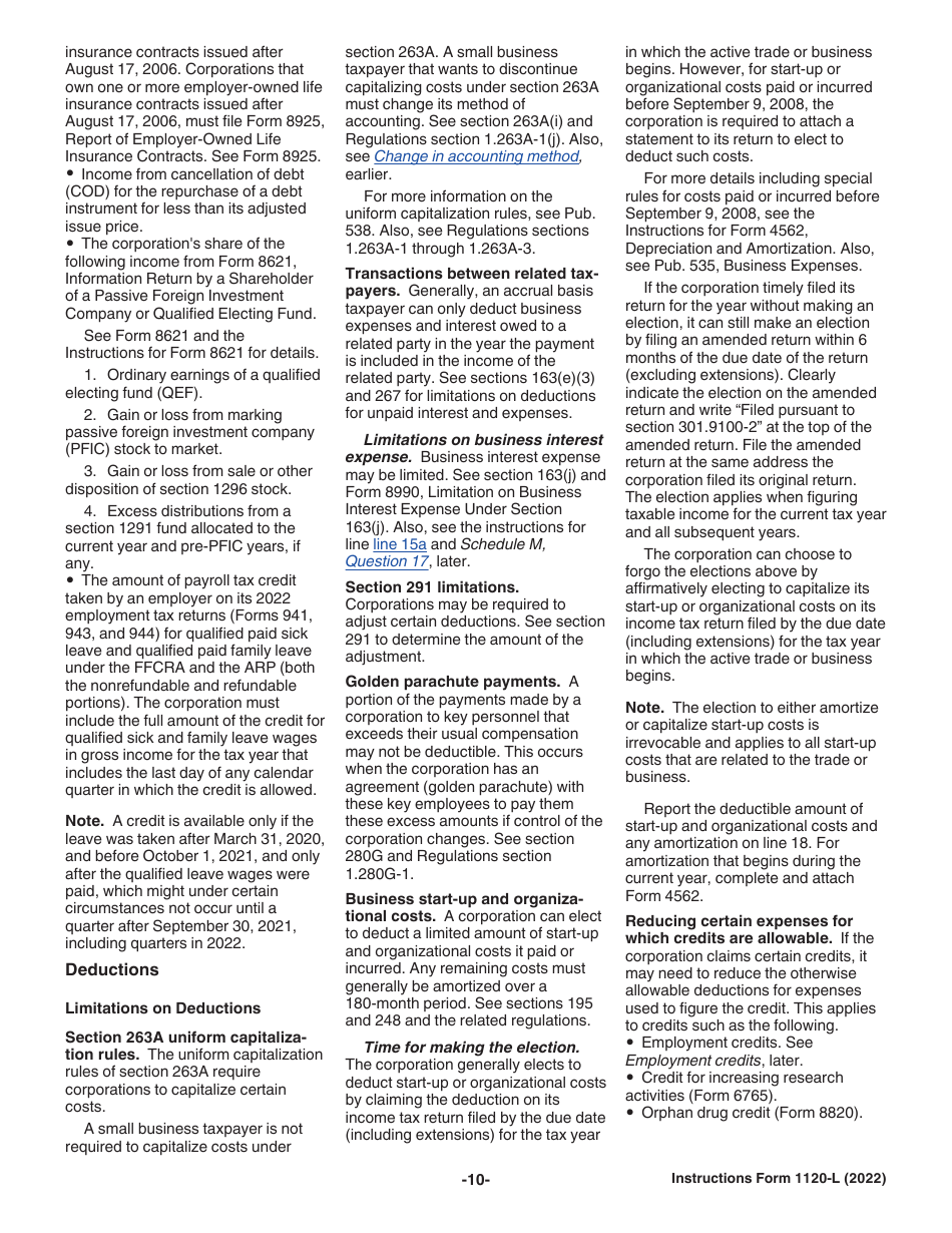 Instructions for IRS Form 1120-L U.S. Life Insurance Company Income Tax Return, Page 10