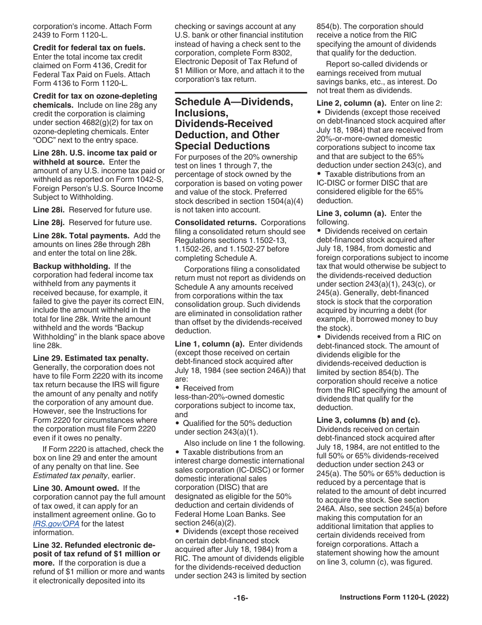 Instructions for IRS Form 1120-L U.S. Life Insurance Company Income Tax Return, Page 16