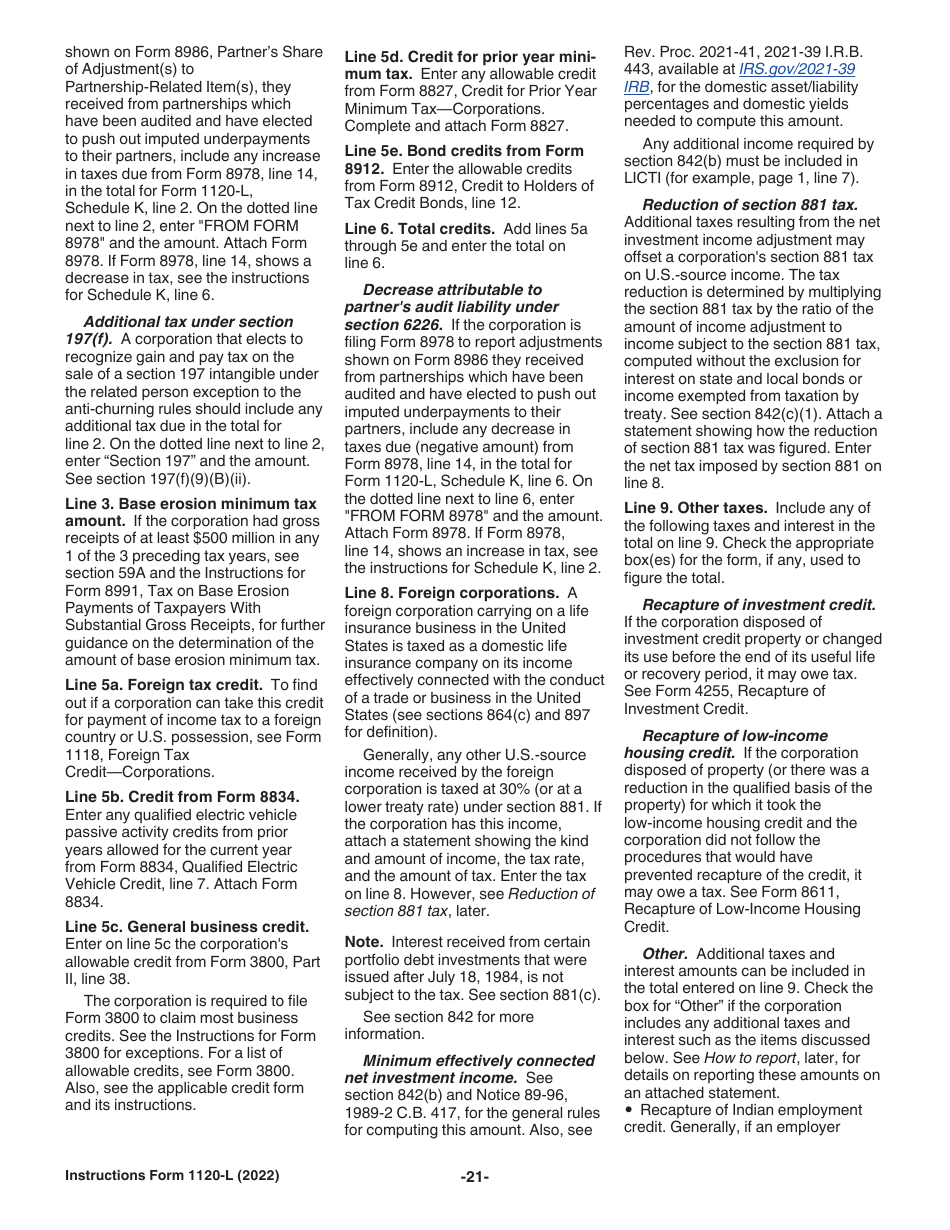 Instructions for IRS Form 1120-L U.S. Life Insurance Company Income Tax Return, Page 21