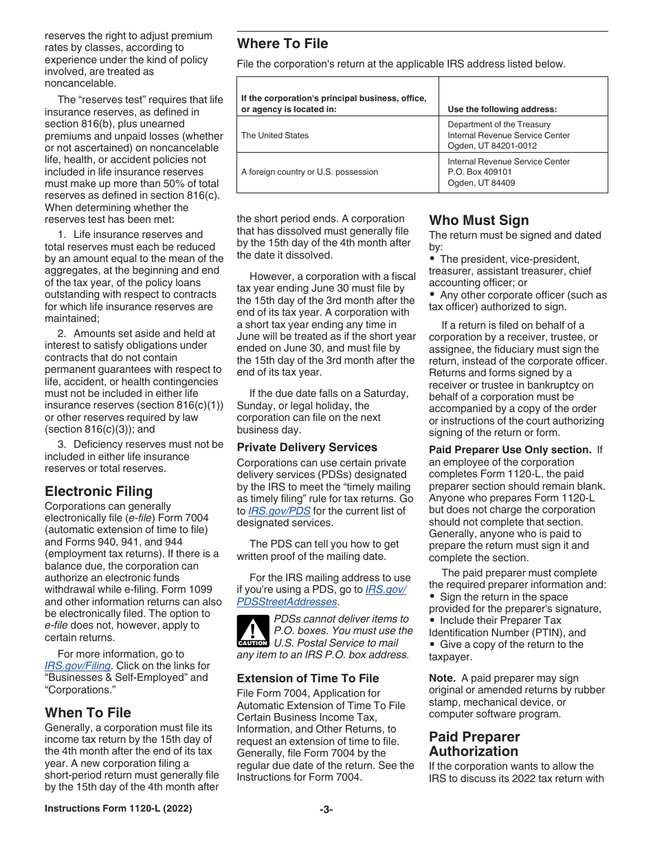 Instructions for IRS Form 1120-L U.S. Life Insurance Company Income Tax Return, Page 3