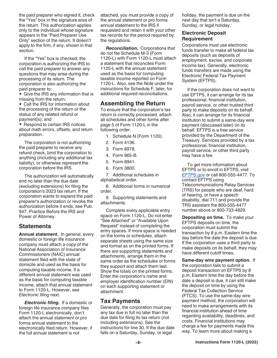 Instructions for IRS Form 1120-L U.S. Life Insurance Company Income Tax Return, Page 4