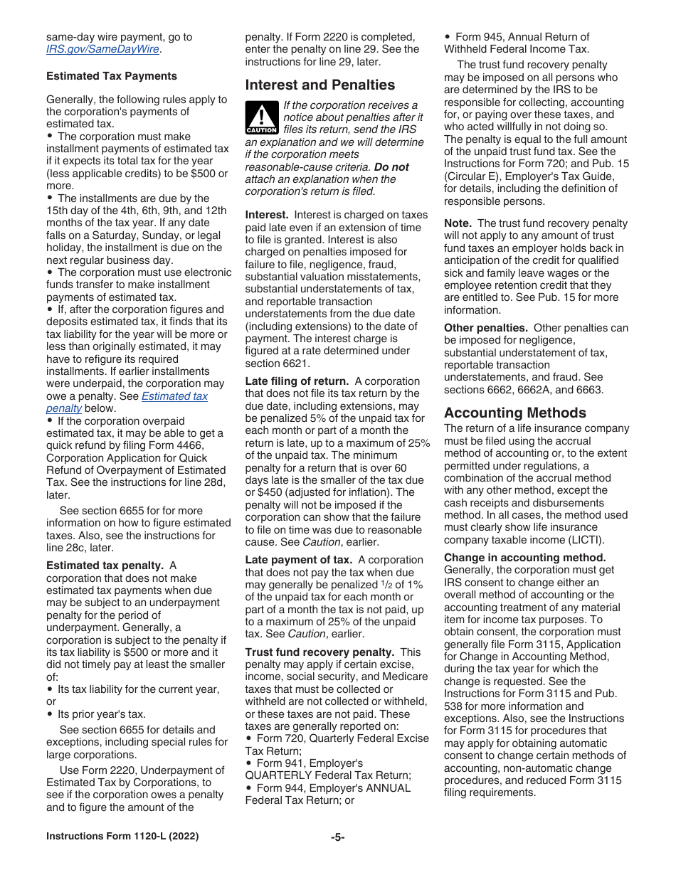 Instructions for IRS Form 1120-L U.S. Life Insurance Company Income Tax Return, Page 5
