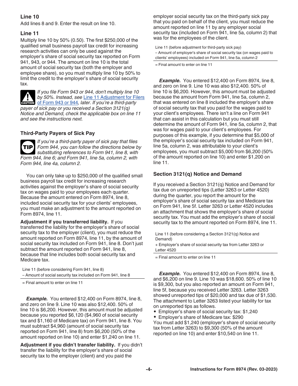 Instructions for IRS Form 8974 Qualified Small Business Payroll Tax Credit for Increasing Research Activities, Page 4