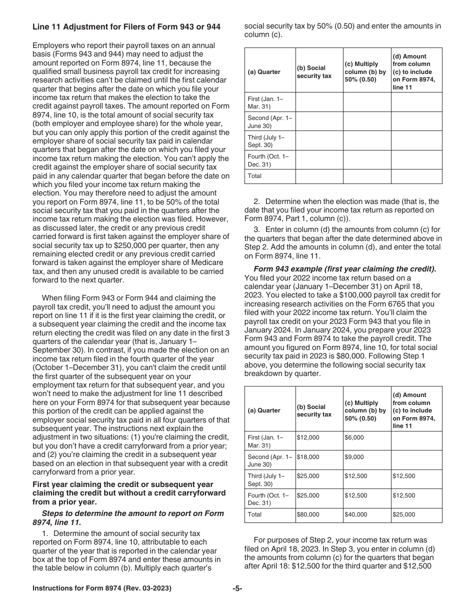 Instructions for IRS Form 8974 Qualified Small Business Payroll Tax Credit for Increasing Research Activities, Page 5