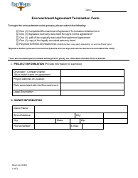 Document preview: Encroachment Agreement Termination Form - City of Fort Worth, Texas