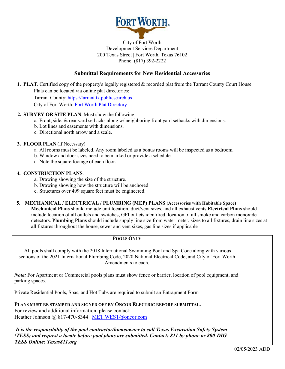 City of Fort Worth, Texas Residential Building Permit Application