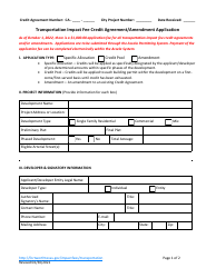 Document preview: Transportation Impact Fee Credit Agreement/Amendment Application - City of Fort Worth, Texas