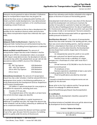 Application for Transportation Impact Fee Discounts - City of Fort Worth, Texas, Page 2