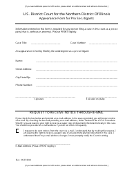 Document preview: Appearance Form for Pro Se Litigants - Illinois