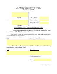 Document preview: Plaintiff's Certificate of Service of Process (Eastern Division) - Illinois