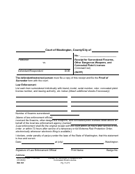 Document preview: Form WS101 Receipt for Surrendered Firearms,other Dangerous Weapons, Andconcealed Pistol Licenses (Criminal/Civil) - Washington