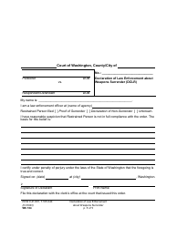 Document preview: Form WS104 Declaration of Law Enforcement About Weapons Surrender (Dclr) - Washington