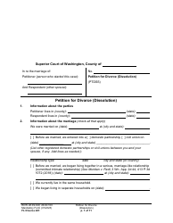 Document preview: Form FL Divorce201 Petition for Divorce (Dissolution) - Washington