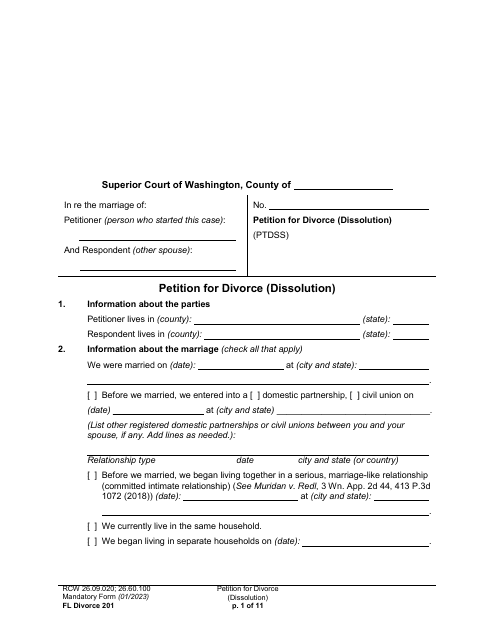 Form FL Divorce201  Printable Pdf