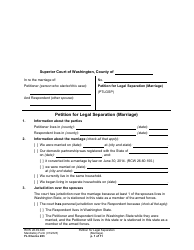 Document preview: Form FL Divorce203 Petition for Legal Separation (Marriage) - Washington