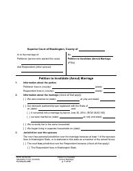 Document preview: Form FL Divorce205 Petition to Invalidate (Annul) Marriage - Washington