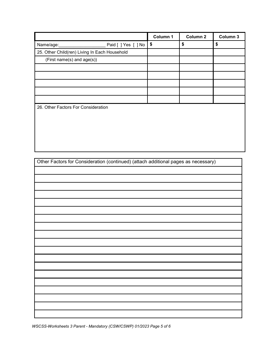Washington State Child Support Schedule Worksheets - 3-parent Family - Washington, Page 5