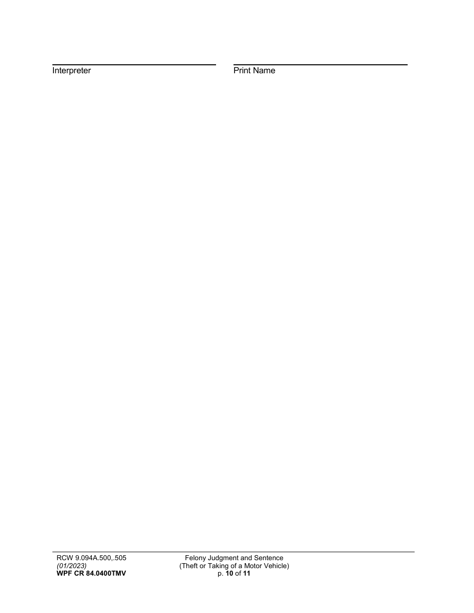Form WPF CR84.0400 TMV Felony Judgment and Sentence - Theft or Taking of a Motor Vehicle - Washington, Page 10