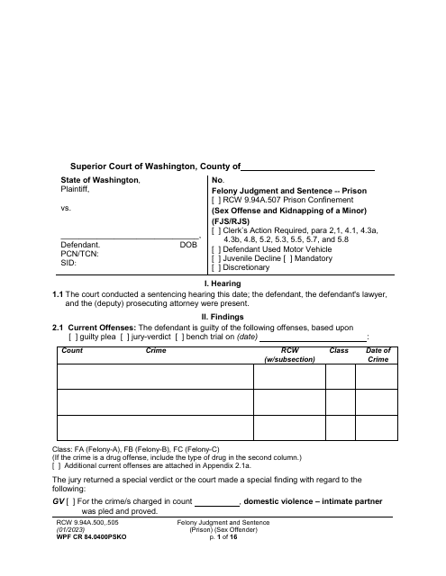 Form WPF CR84.0400 PSKO  Printable Pdf