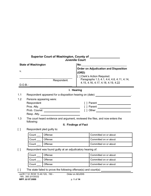 Form WPF JU07.0800  Printable Pdf