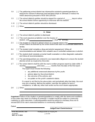 Form WPF JU13.0600 Findings and Order on Truancy Petition - Washington, Page 2