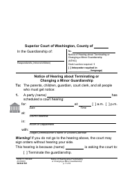Form GDN M501 Notice of Hearing About Terminating or Changing a Minor Guardianship - Washington