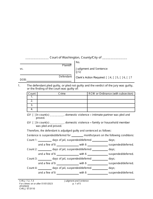 Form CrRLJ07.0110  Printable Pdf