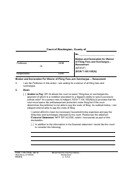 Form PO012 Motion and Declaration for Waiver of Filing Fees and Surcharges - Harassment - Washington