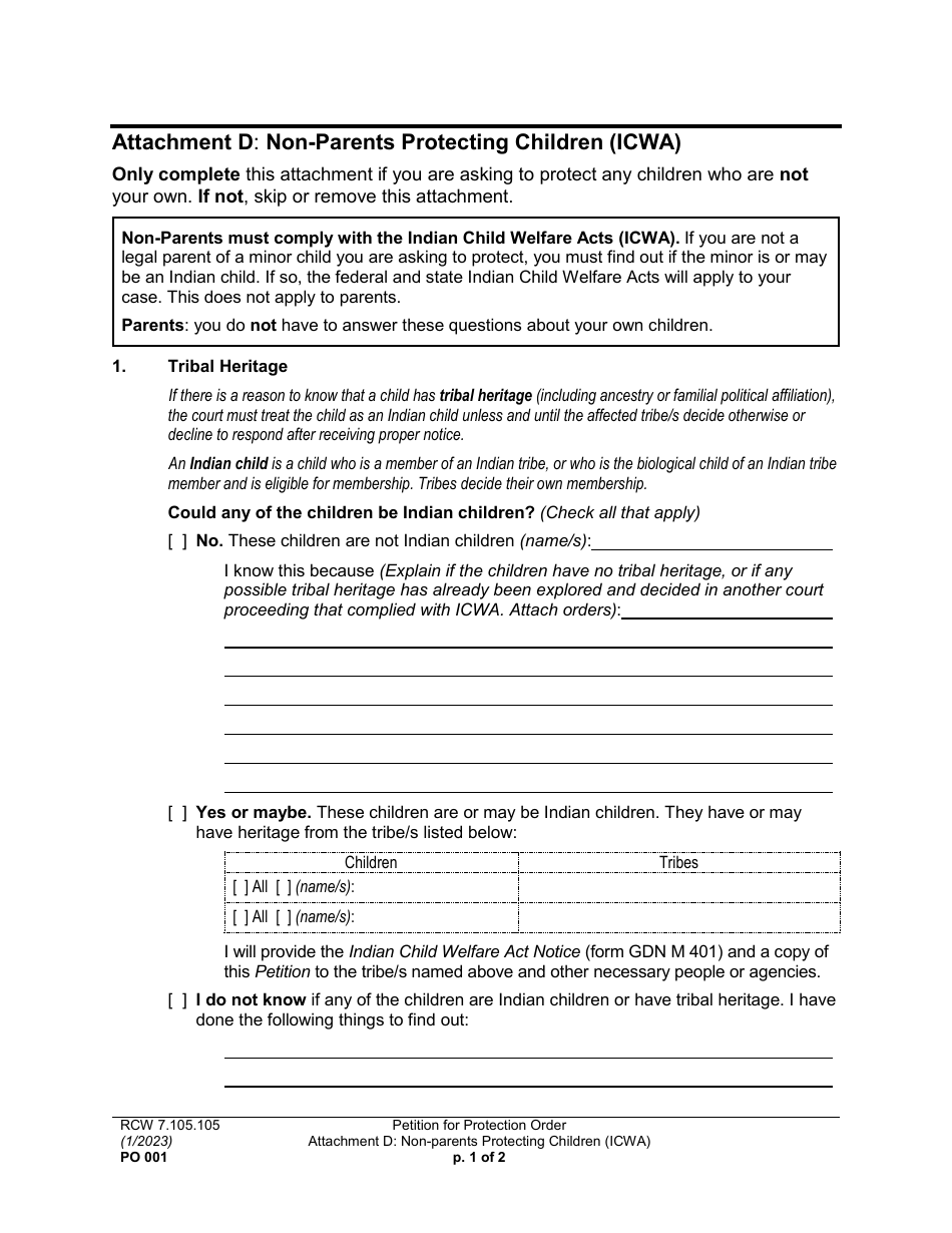 Form PO001 Petition for Protection Order - Washington, Page 18