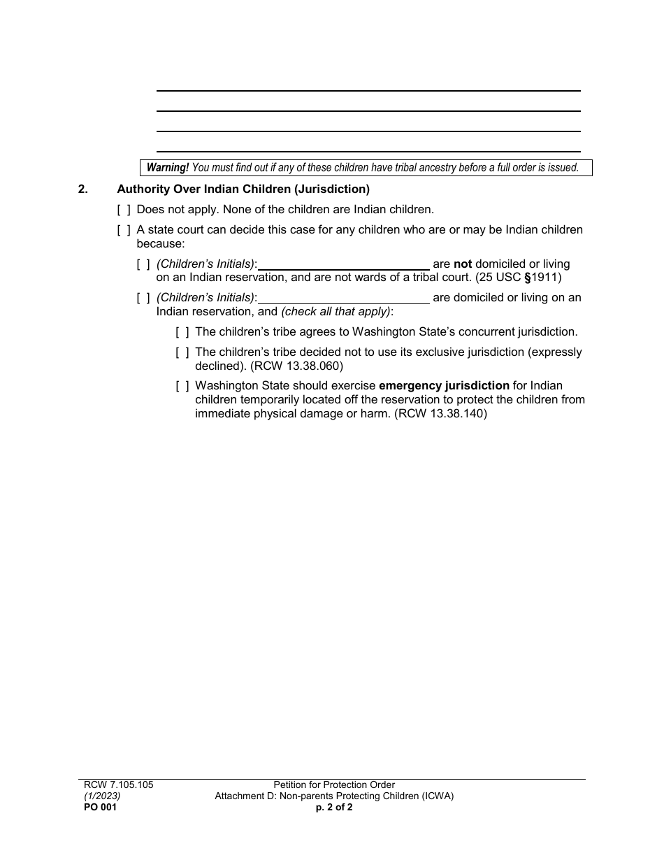 Form PO001 Petition for Protection Order - Washington, Page 19
