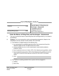 Form PO014 Order Re Waiver of Filing Fees and Surcharges - Harassment - Washington