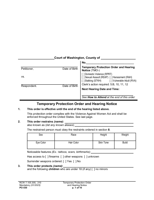 Form PO030  Printable Pdf