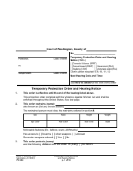 Form PO030 Temporary Protection Order and Hearing Notice - Washington