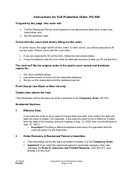 Document preview: Instructions for Form PO040 Protection Order - Washington